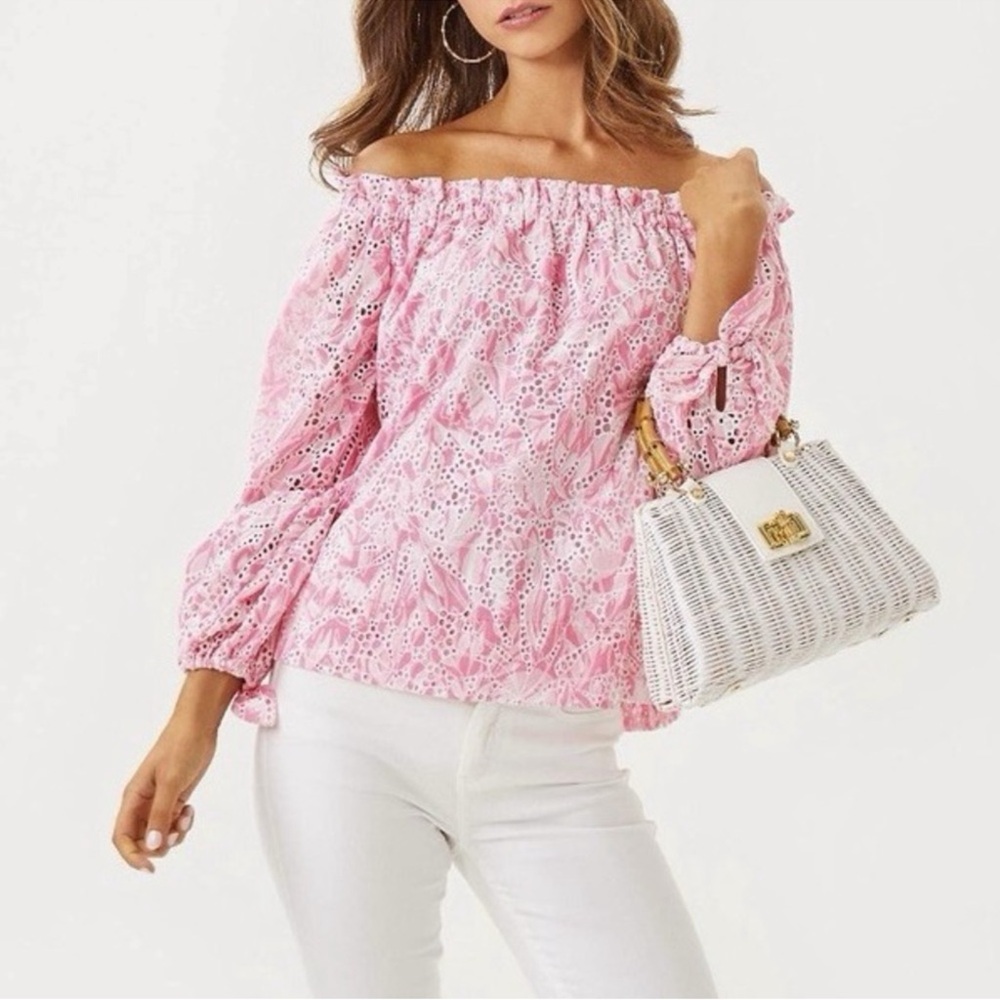 NEW Women’s Lilly Pulitzer Jamielynn L/S Rousseau Pink Tulip SMALL MSRP $148